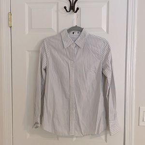 J Crew blue and yellow striped long sleeve button down shirt. Size S
